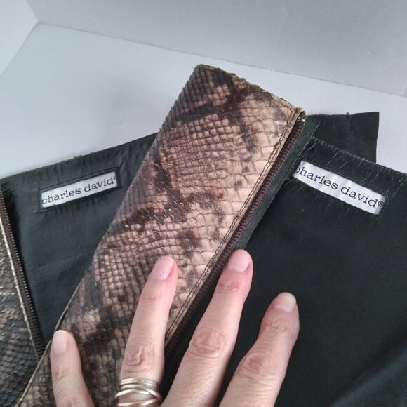 Charles David  Real Snakeskin Stiletto Heel Pointy Toe Knee High Boots Size 10 - Picture 16 of 16